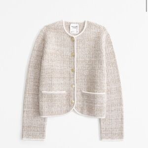 ABERCROMBIE AND FITCH Novelty Button Tweed-Inspired Sweater Jacket, Size‎ XSMALL
